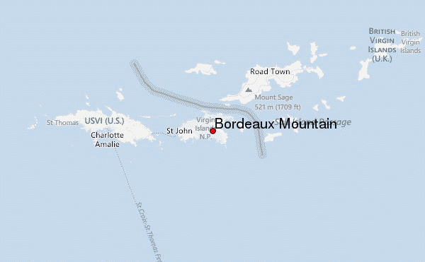 Bordeaux Mountain Location Map