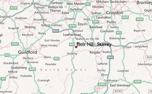 Box Hill, Surrey Location Map