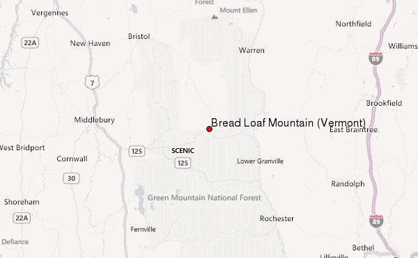 Bread Loaf Mountain (Vermont) Location Map