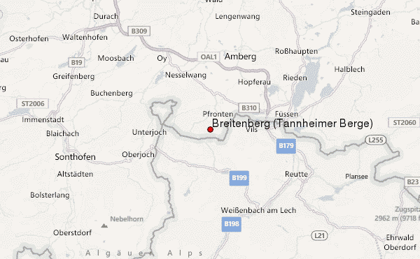 Breitenberg (Tannheimer Berge) Location Map