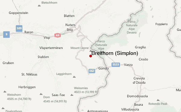 Breithorn (Simplon) Location Map