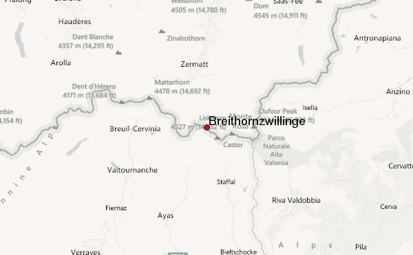 Breithornzwillinge Location Map