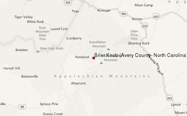 Brier Knob (Avery County, North Carolina) Location Map
