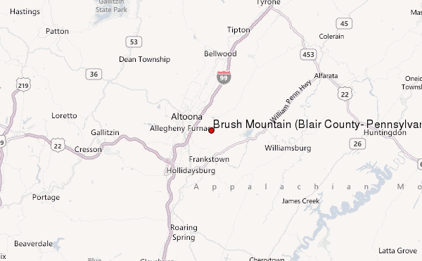Brush Mountain (Blair County, Pennsylvania) Location Map