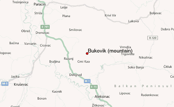 Bukovik (mountain) Location Map