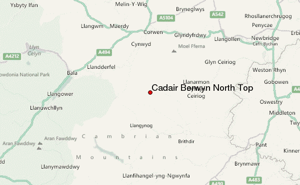 Cadair Berwyn North Top Location Map
