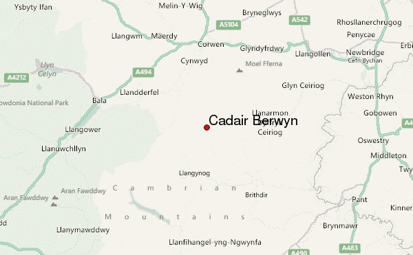 Cadair Berwyn Location Map