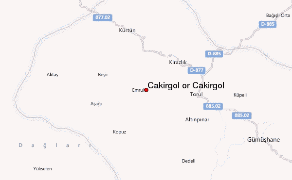 Çakirgöl or Cakirgol Location Map