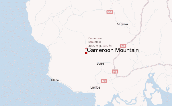 Cameroon Mountain Location Map