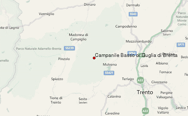 Campanile Basso or Guglia di Brenta Location Map