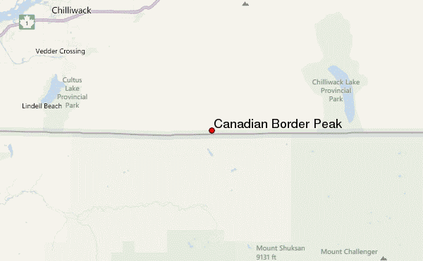 Canadian Border Peak Location Map