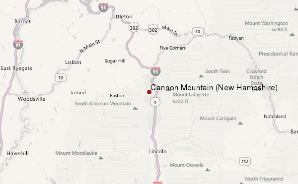Cannon Mountain (New Hampshire) Location Map