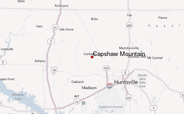 Capshaw Mountain Location Map