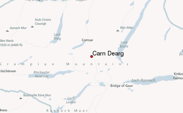 Carn Dearg (Loch Ossian) Location Map