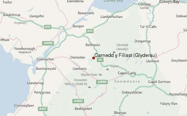Carnedd y Filiast (Glyderau) Location Map