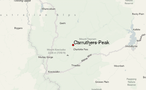 Carruthers Peak Location Map
