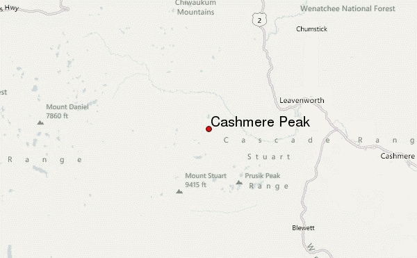 Cashmere Peak Location Map