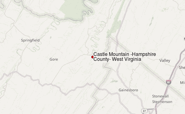 Castle Mountain (Hampshire County, West Virginia) Location Map