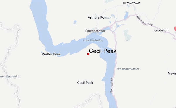 Cecil Peak Location Map