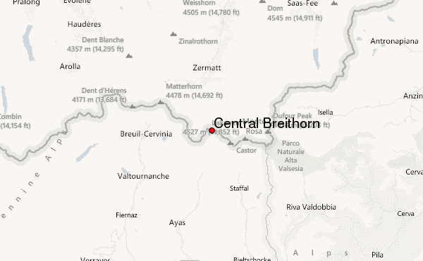 Central Breithorn Location Map
