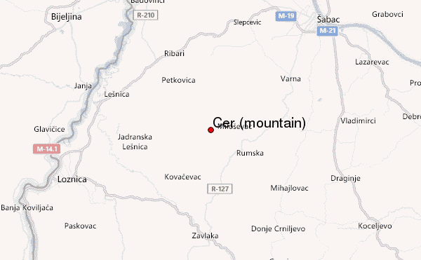 Cer (mountain) Location Map