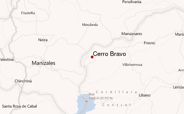 Cerro Bravo Location Map