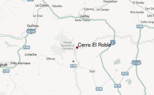 Cerro El Roble Location Map