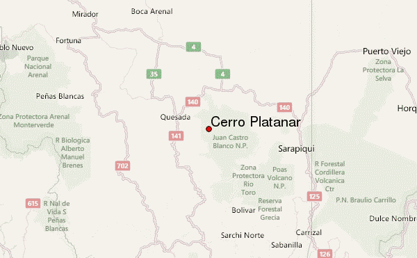 Cerro Platanar Location Map