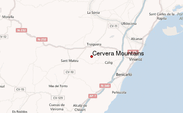 Cervera Mountains Location Map