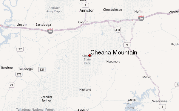 Cheaha Mountain Location Map