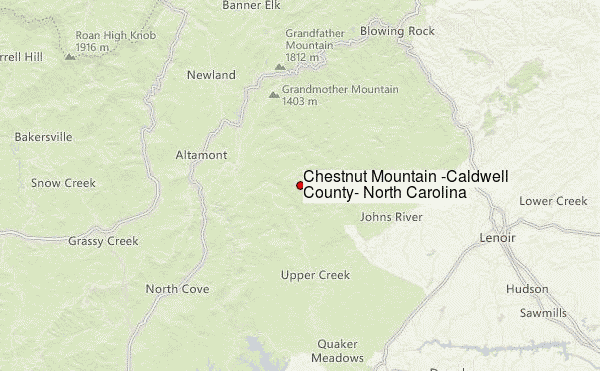 Chestnut Mountain (Caldwell County, North Carolina) Location Map
