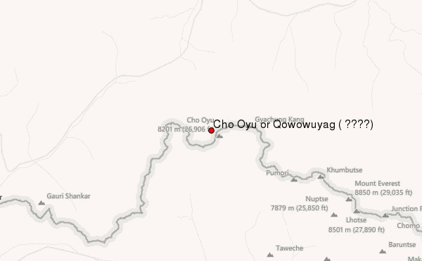 Cho Oyu or Qowowuyag ( 卓奧有山) Location Map
