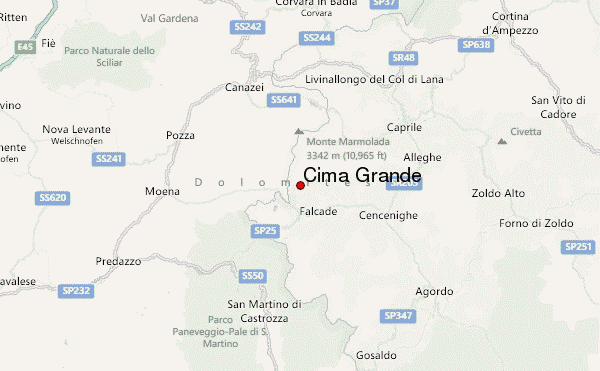 Cima Grande Location Map