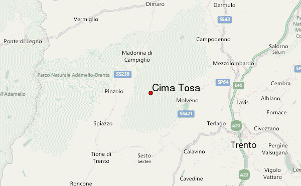 Cima Tosa Location Map