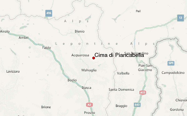 Cima di Piancabella Location Map