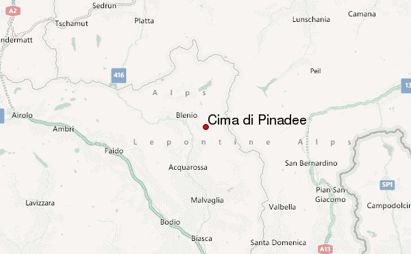 Cima di Pinadee Location Map