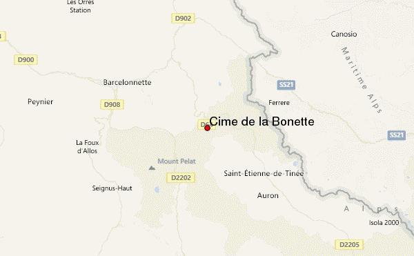 Cime de la Bonette Location Map