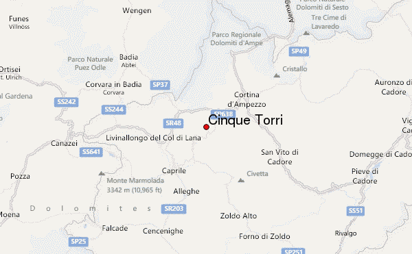 Cinque Torri Location Map