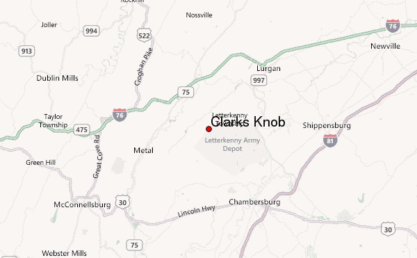 Clarks Knob Location Map