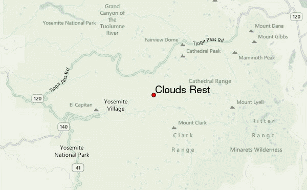 Clouds Rest Location Map