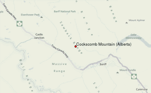 Cockscomb Mountain (Alberta) Location Map