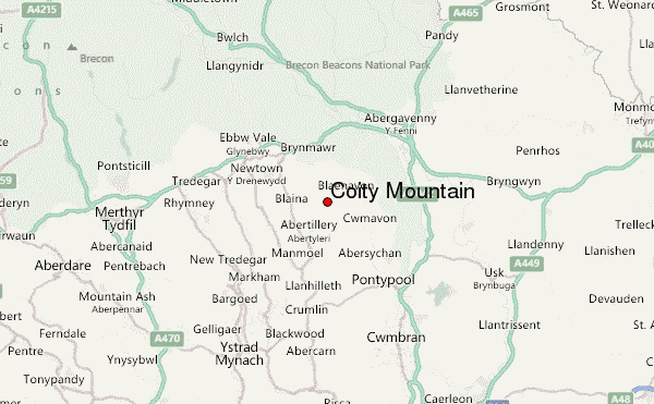 Coity Mountain Location Map