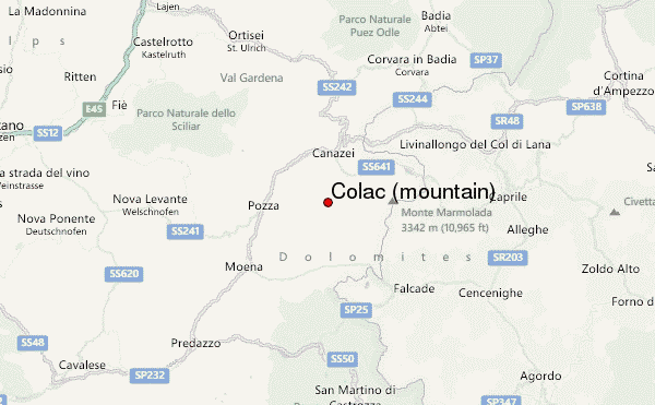Colac (mountain) Location Map