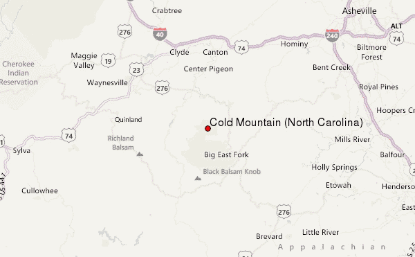 Cold Mountain (North Carolina) Location Map