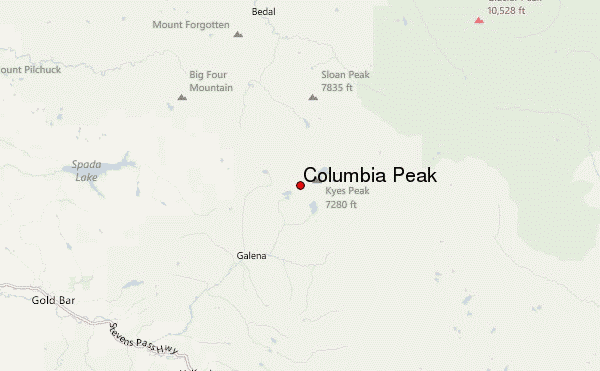 Columbia Peak Location Map