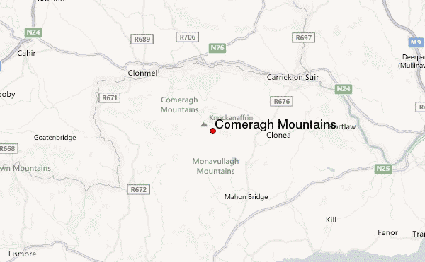 Comeragh Mountains Location Map