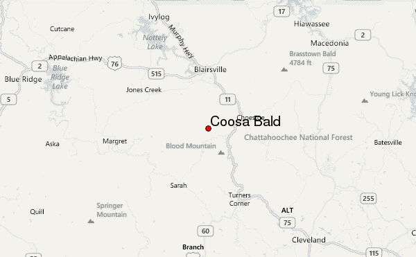 Coosa Bald Location Map