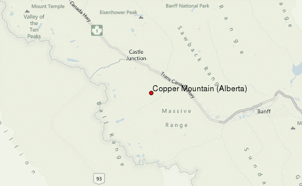Copper Mountain (Alberta) Location Map