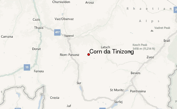 Corn da Tinizong Location Map