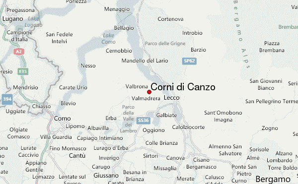 Corni di Canzo Location Map